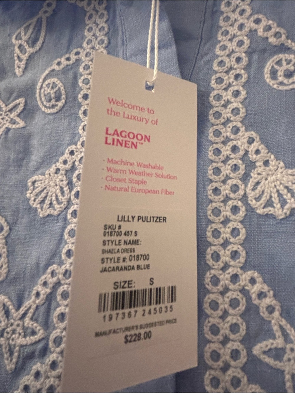 Lilly Pulitzer Light Blue Button-Front Embroidered Long Sleeve Dress - Picture 2 of 2